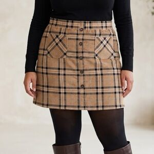 Torrid Tan Plaid Corduroy Mini Skirt 0X